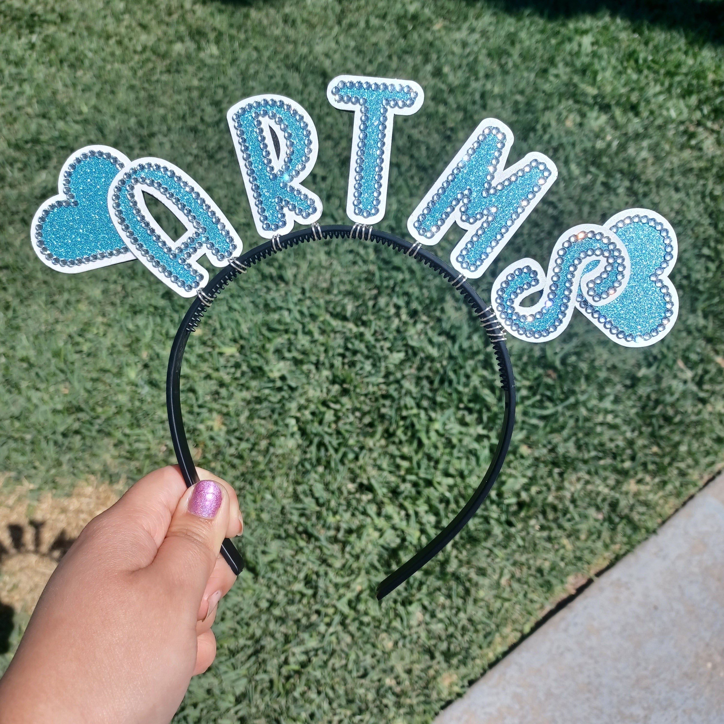 Custom Name Headband with Hearts