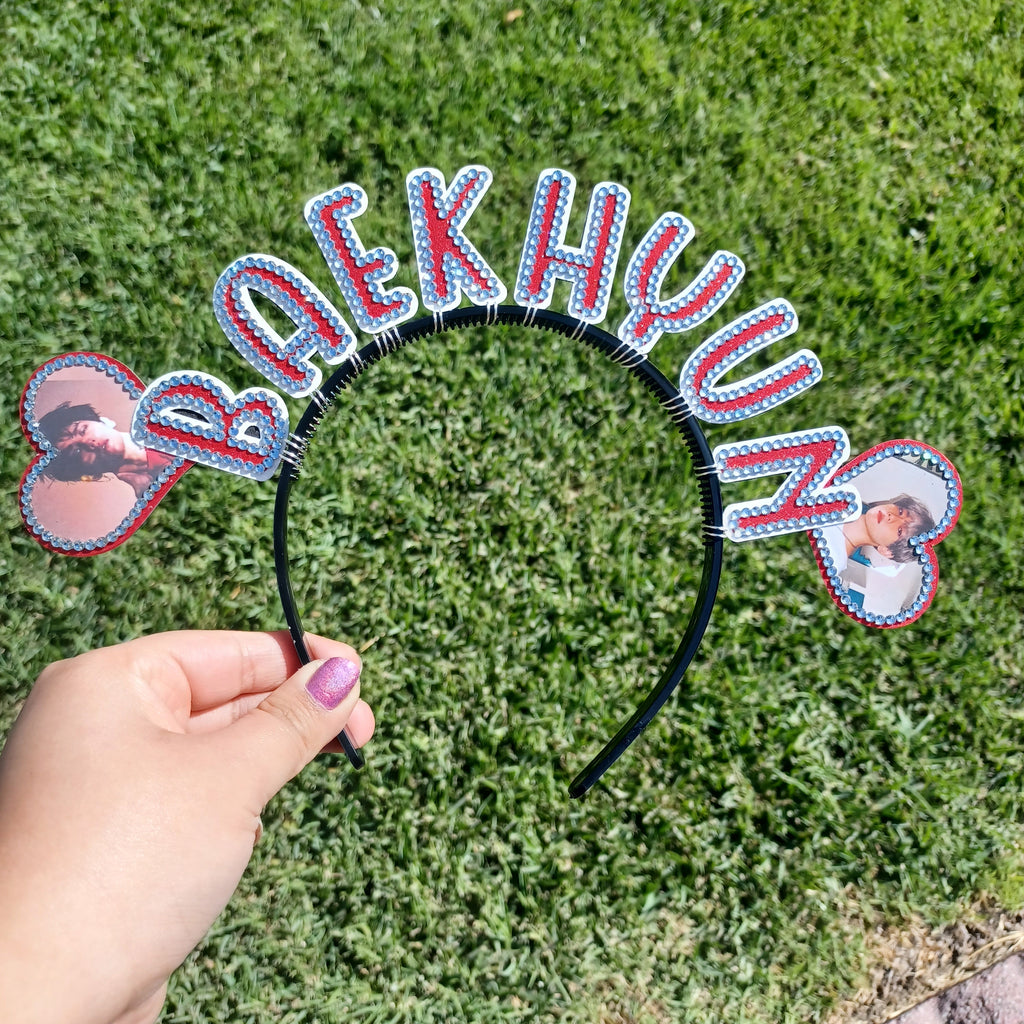 Custom Name Headband with Hearts and Pictures