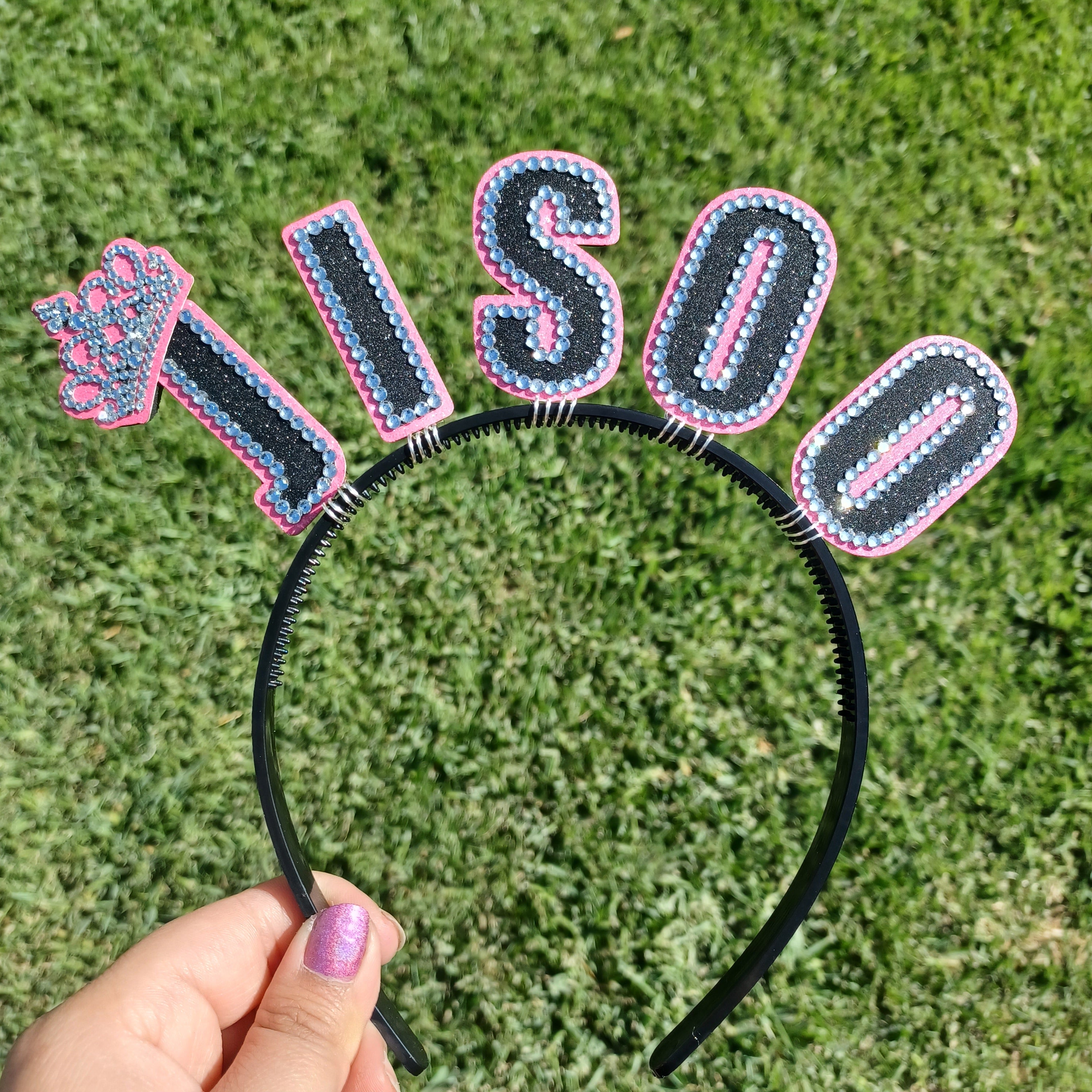 Custom Name Headband with Rhinestone Crown
