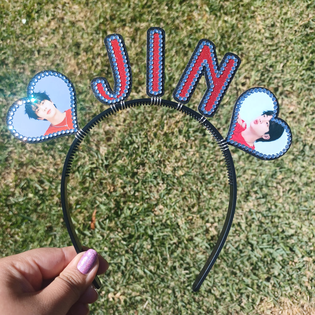 Custom Name Headband with Hearts and Pictures