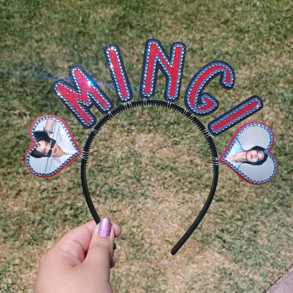 Custom Name Headband with Hearts and Pictures