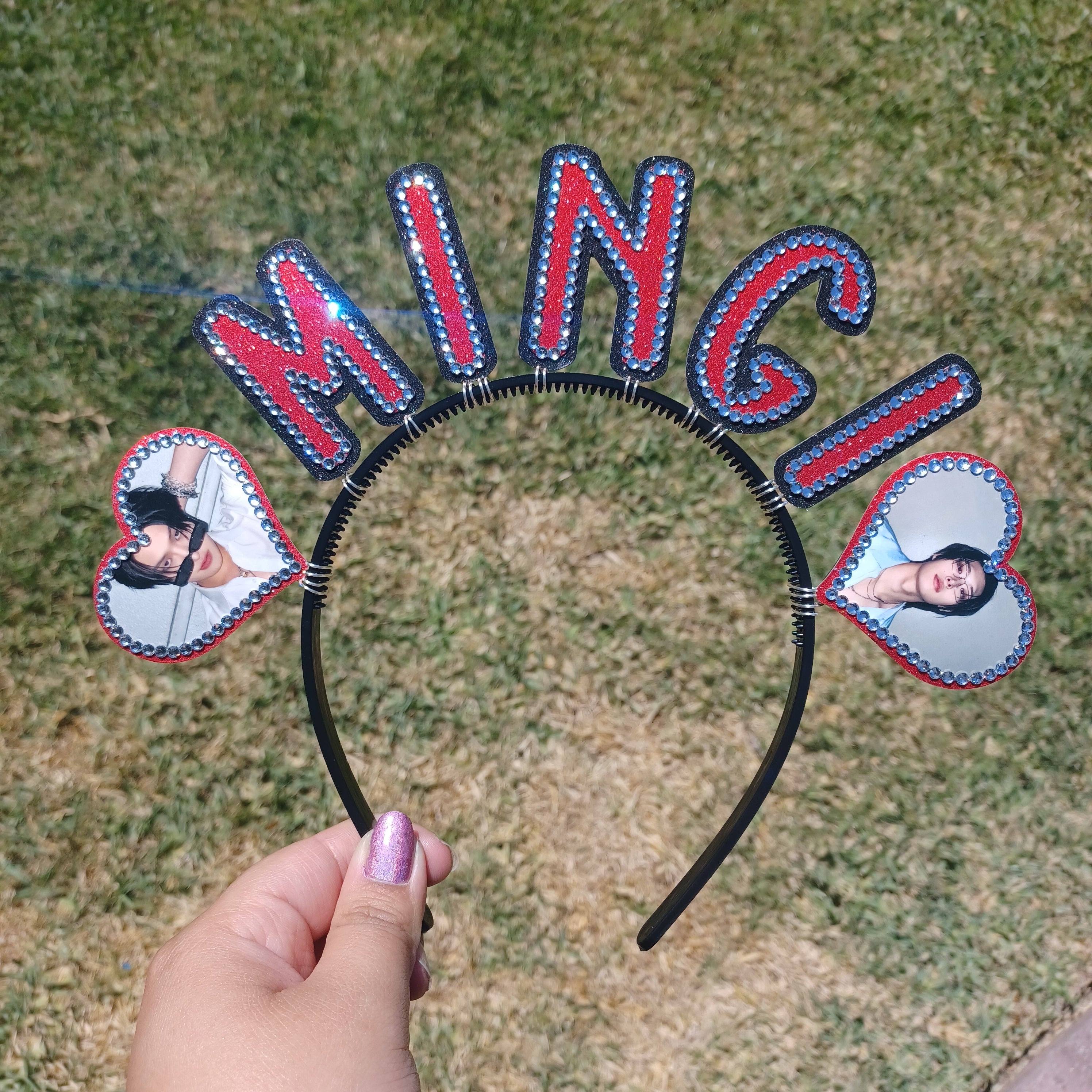 Custom Name Headband with Hearts and Pictures