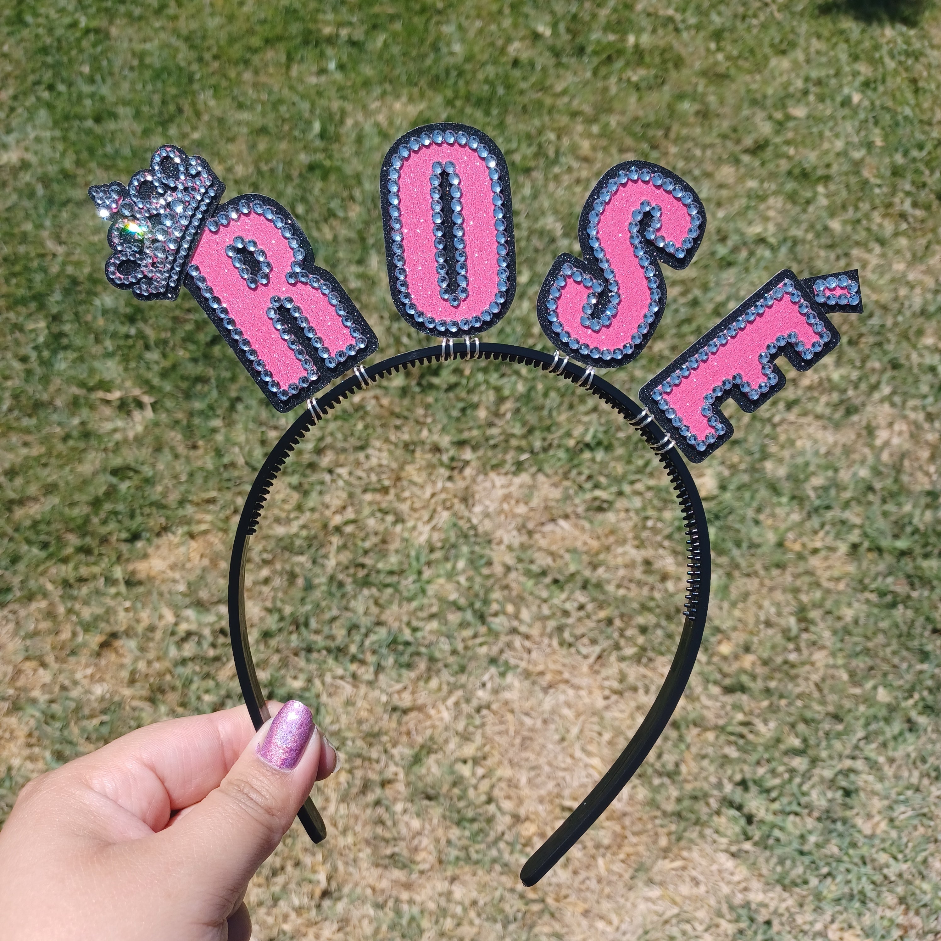 Custom Name Headband with Rhinestone Crown
