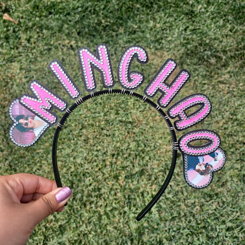 Custom Name Headband with Hearts and Pictures