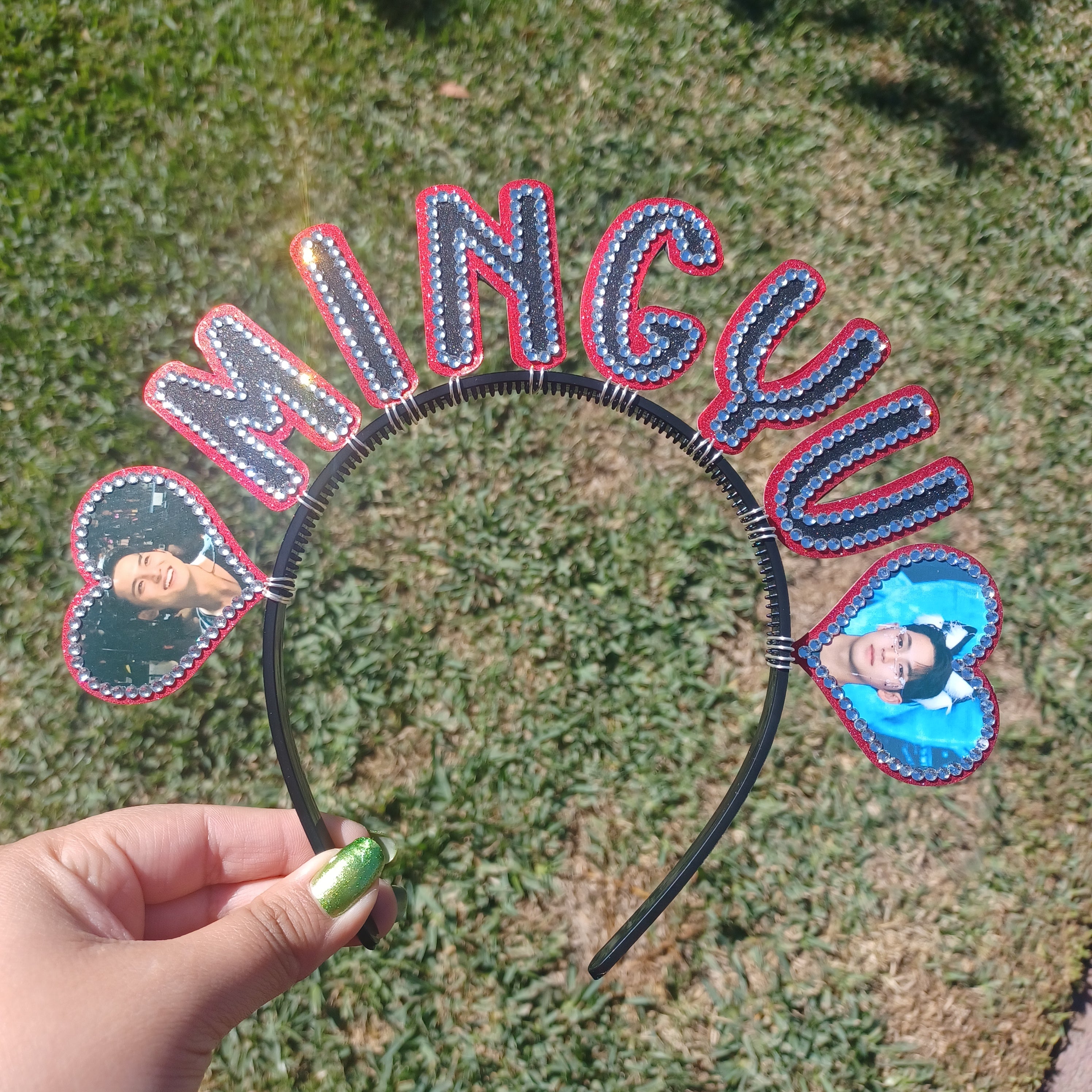 Custom Name Headband with Hearts and Pictures