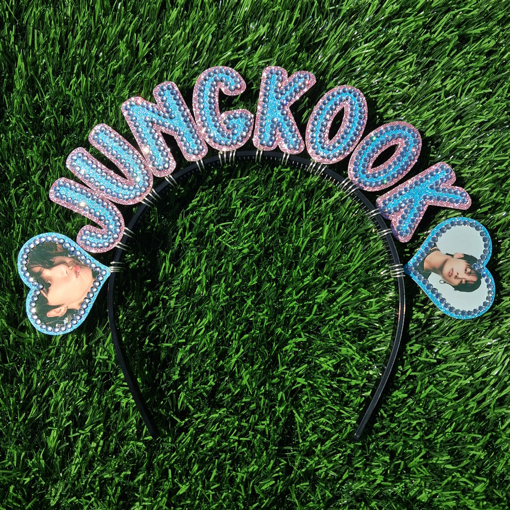 Custom Name Headband with Hearts and Pictures