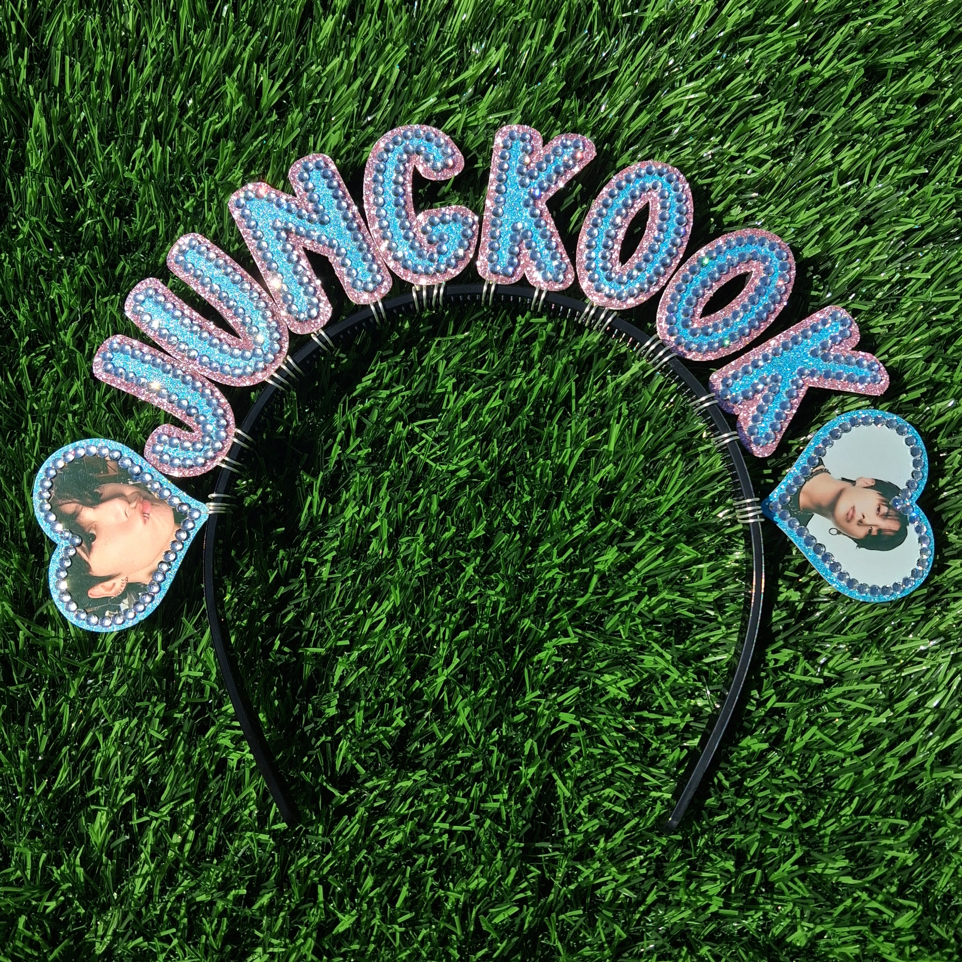 Custom Name Headband with Hearts and Pictures