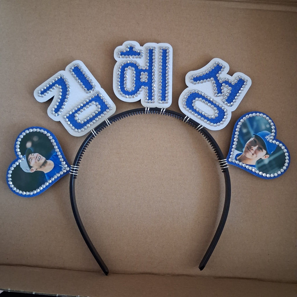 Custom Korean Name Headband with Hearts and Pictures