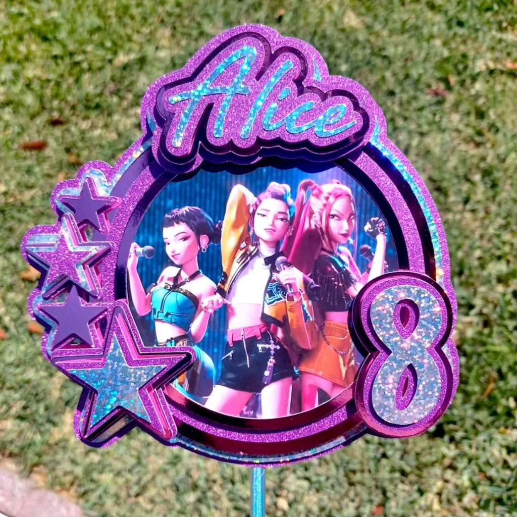 Custom 3D Cake Topper (Circle with Stars/ Hearts)