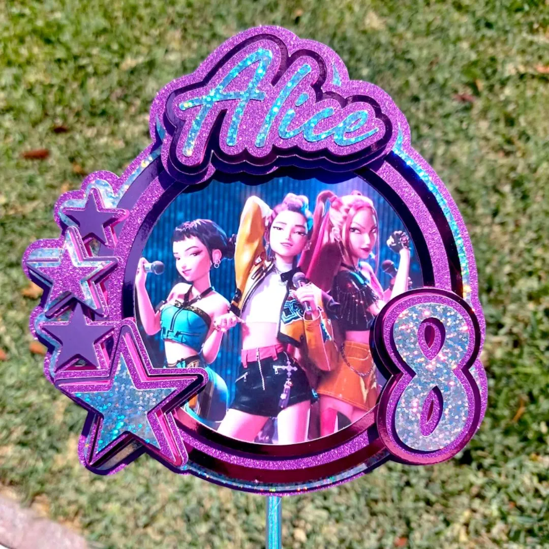 Custom 3D Cake Topper (Circle with Stars/ Hearts)