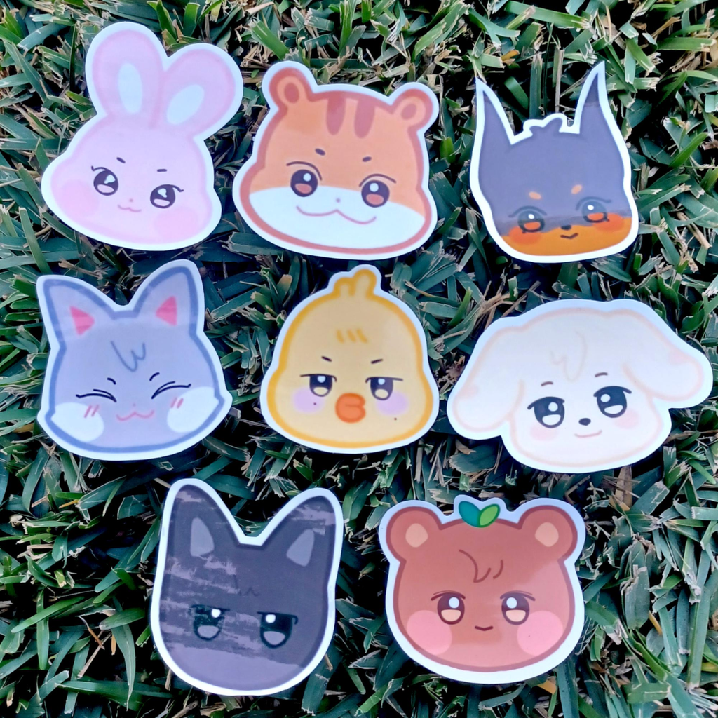 Aniteez Waterproof Set of 8 Vinyl Stickers (1 Inch or 2 Inch)