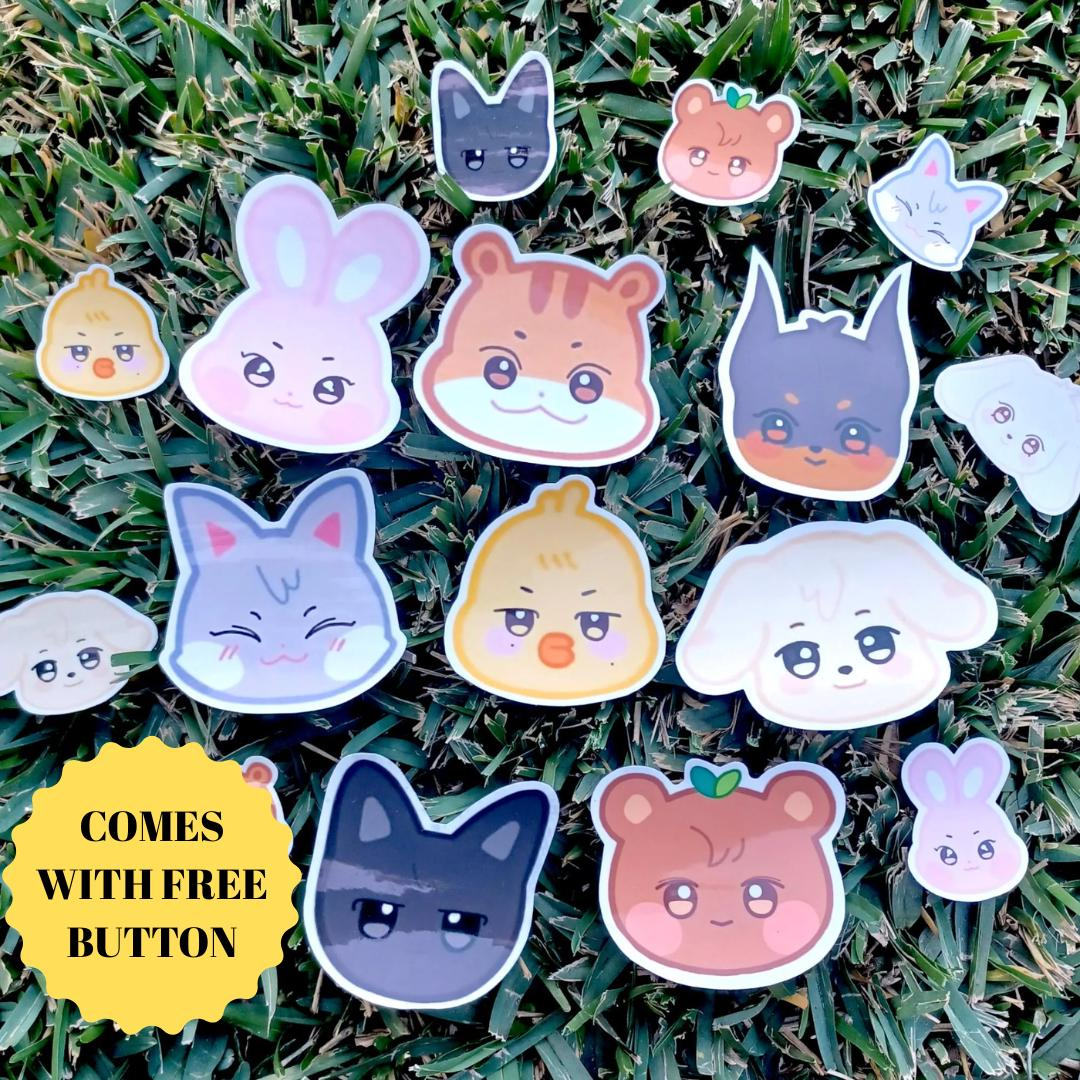 Aniteez Waterproof Set of 8 Vinyl Stickers (1 Inch or 2 Inch)