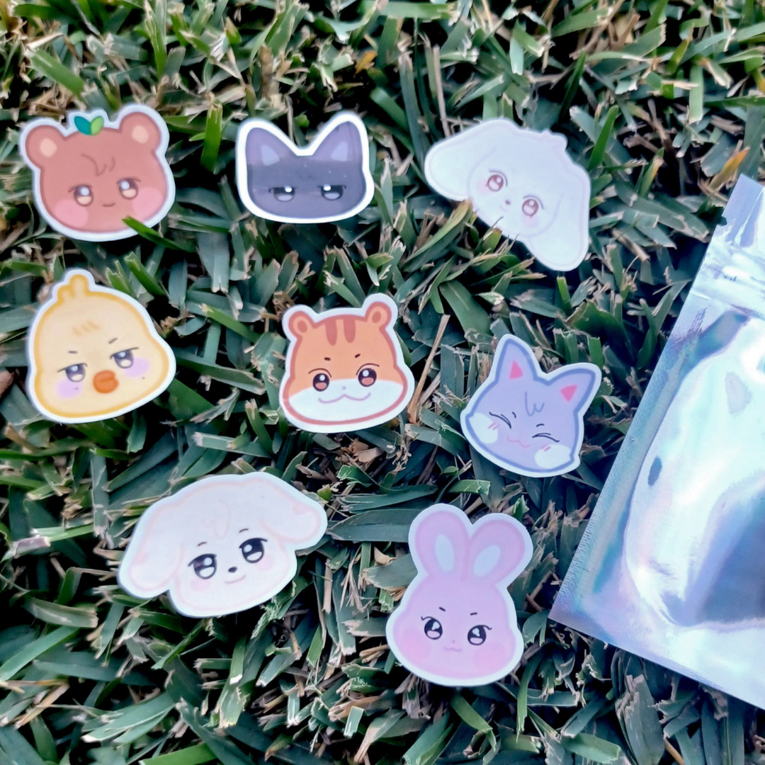 Aniteez Waterproof Set of 8 Vinyl Stickers (1 Inch or 2 Inch)