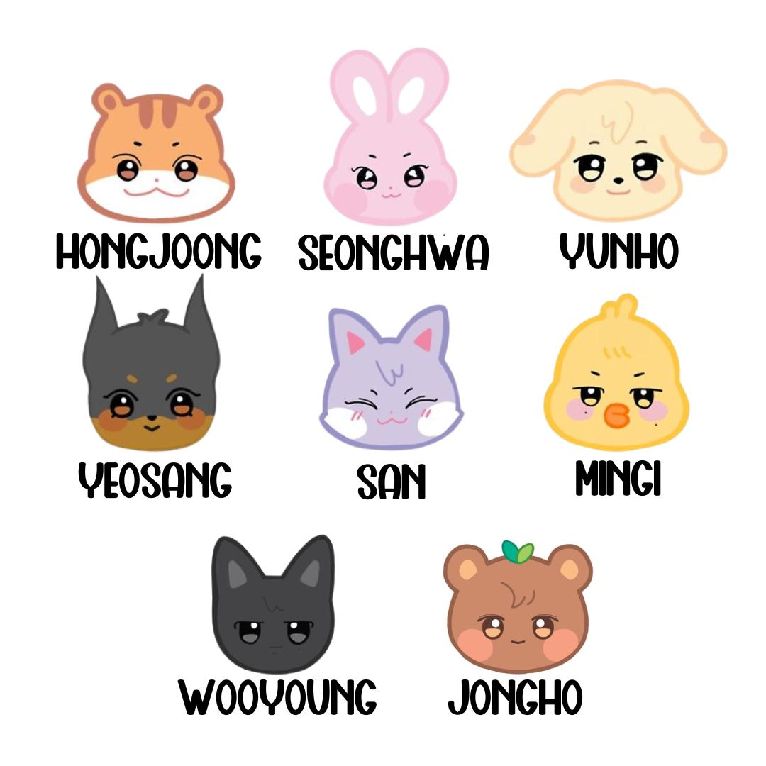 Aniteez Waterproof Set of 8 Vinyl Stickers (1 Inch or 2 Inch)