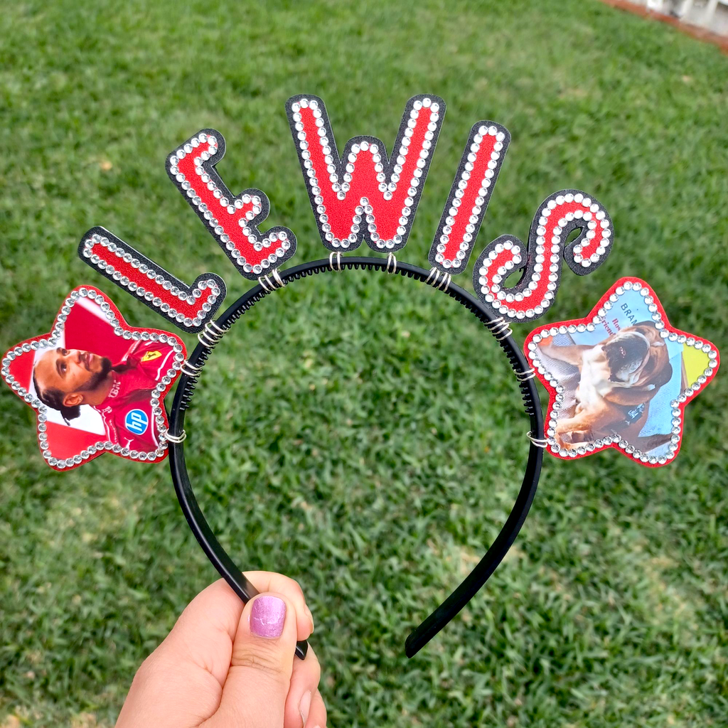 Custom Name Headband with Stars and Pictures