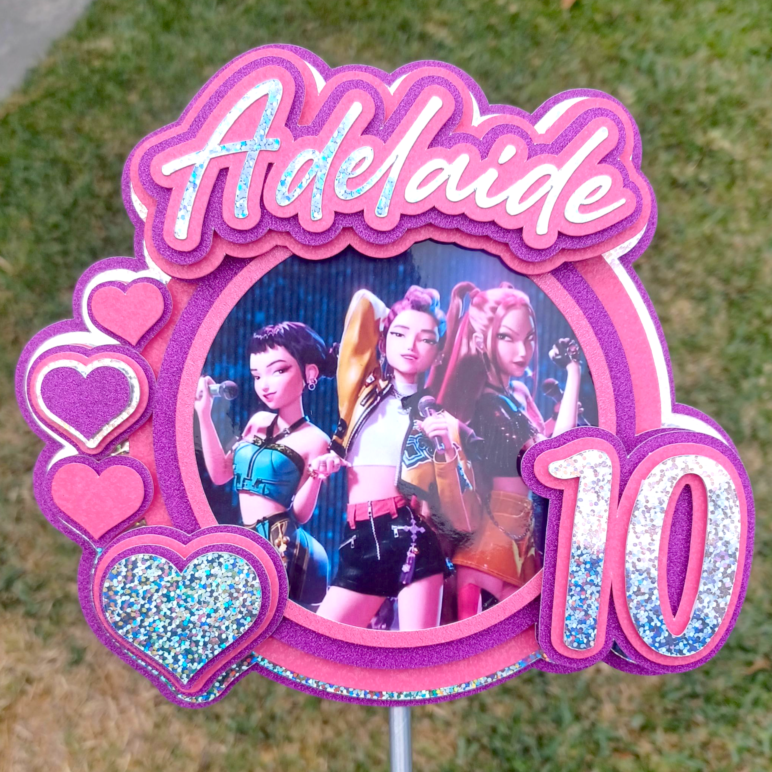 Custom 3D Cake Topper (Circle with Stars/ Hearts)