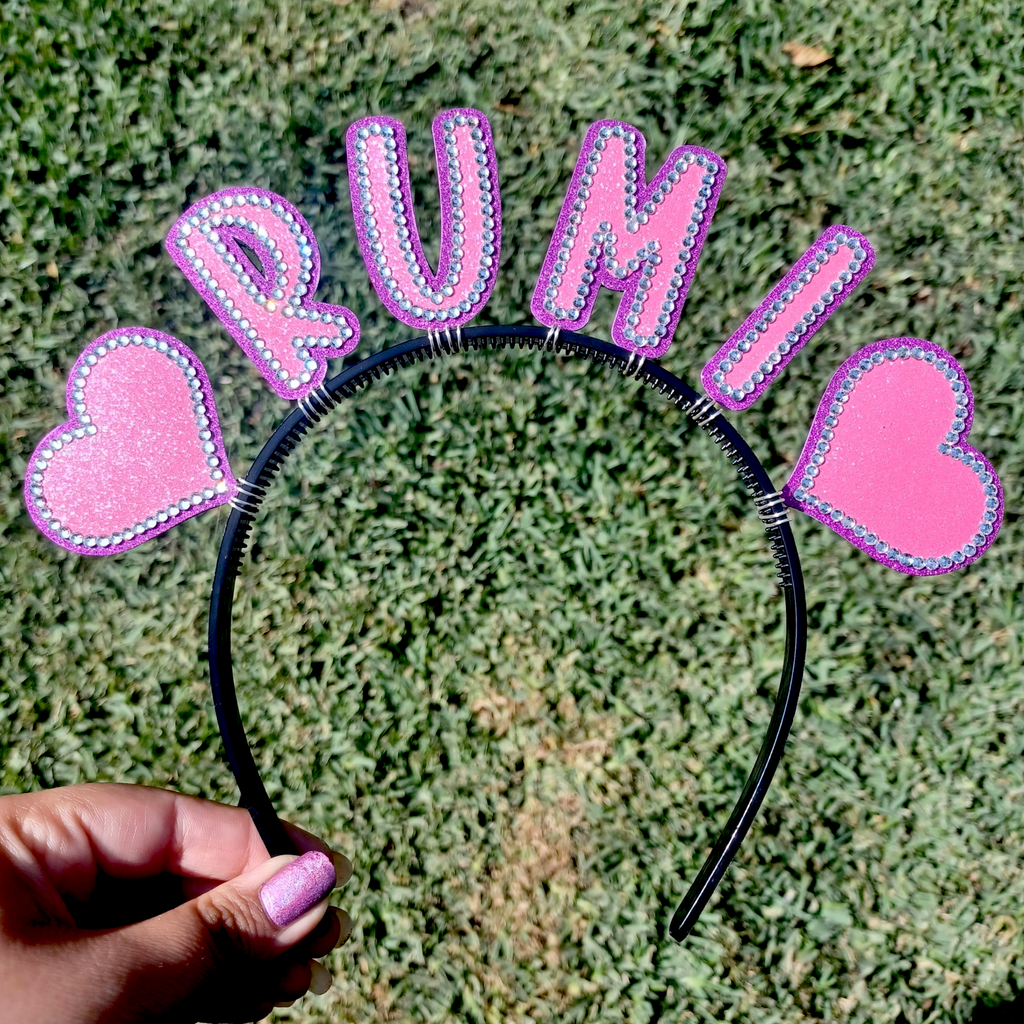 Custom Name Headband with Hearts