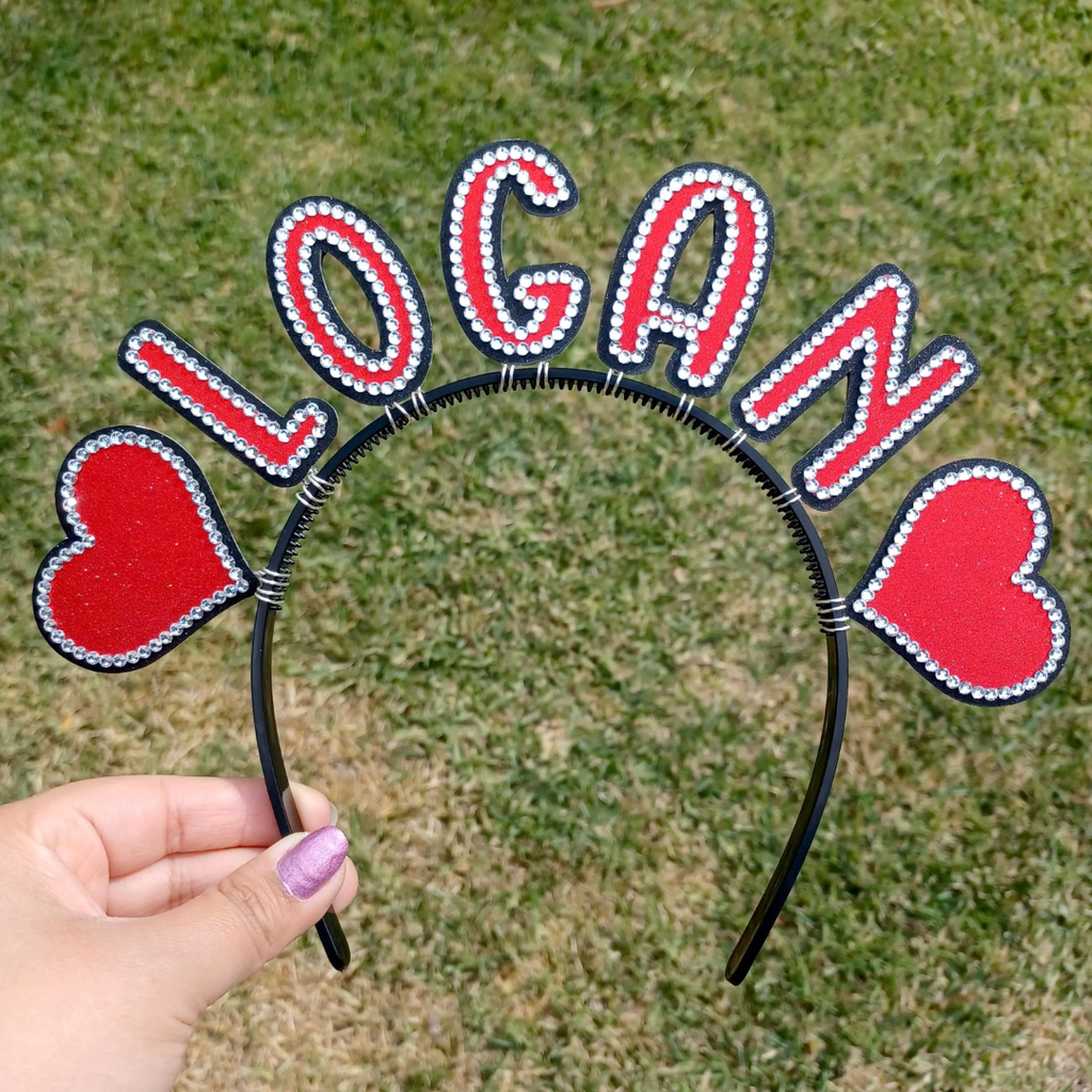 Custom Name Headband with Hearts