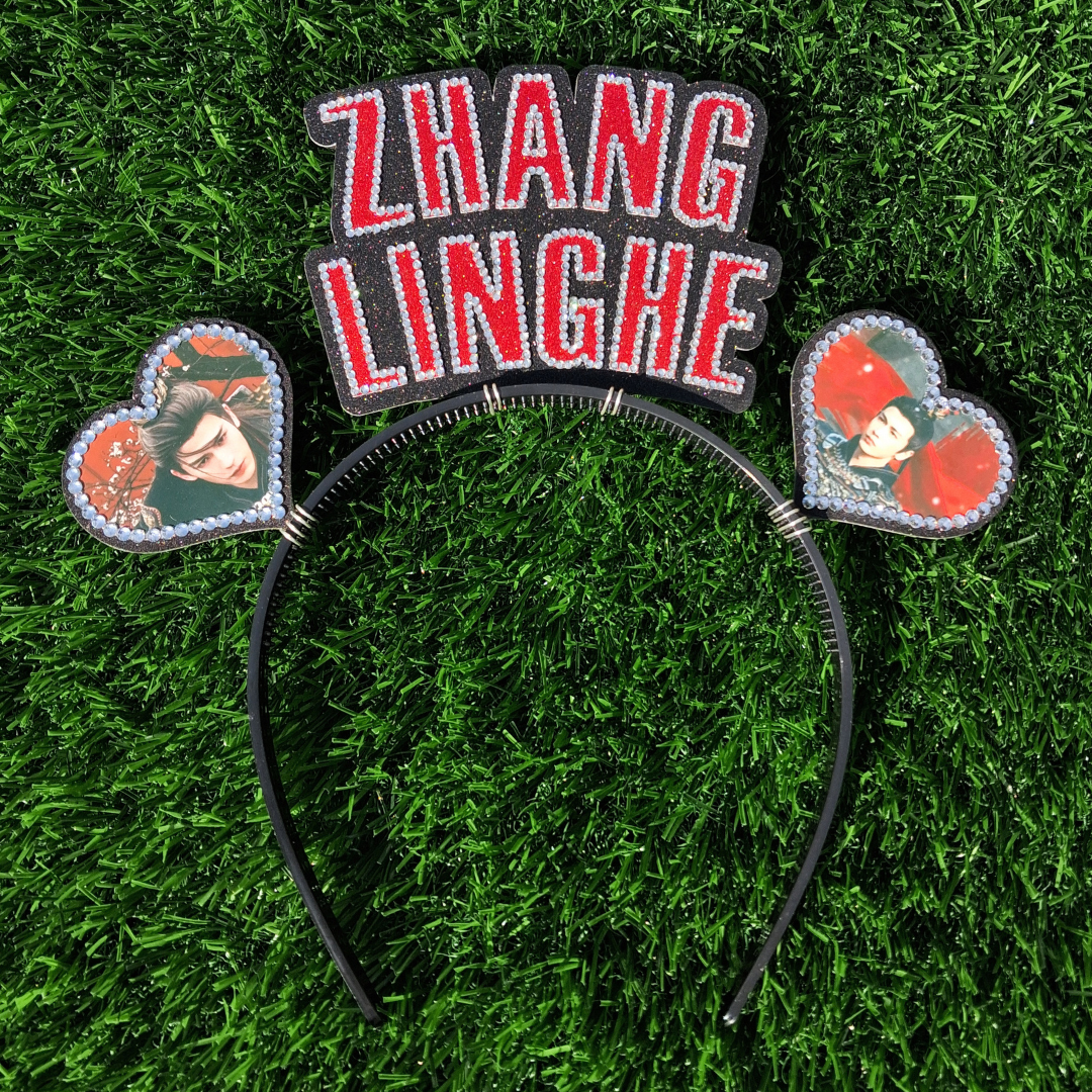 Custom Rhinestone Name Headband with Pictures