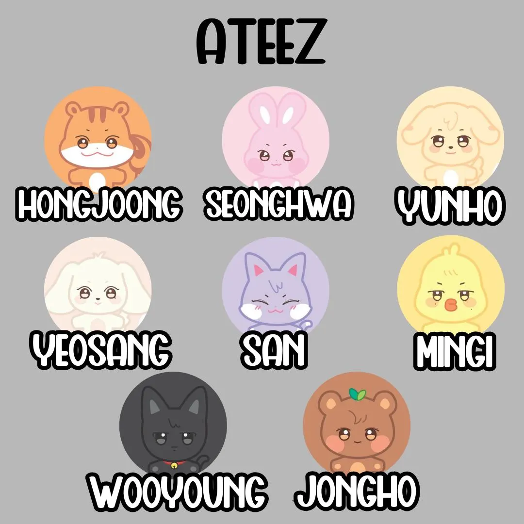 Ateez Aniteez Badge Buttons (1.25 Inches)