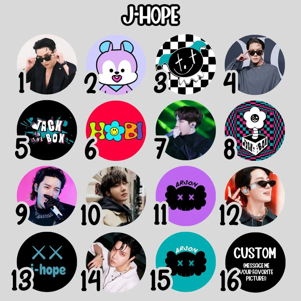 JHope BTS Badge Buttons